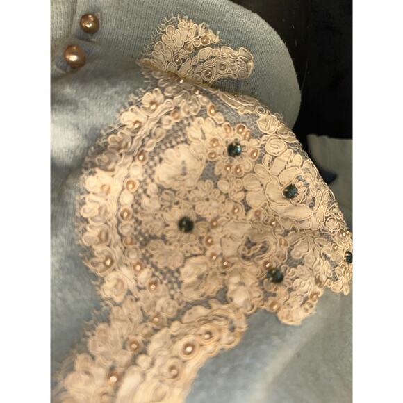 SPECTACULAR LINED VINTAGE LACE & JEWEL TRIM CARDIGAN SWEATER MUST SEE!! - Picture 13 of 13
